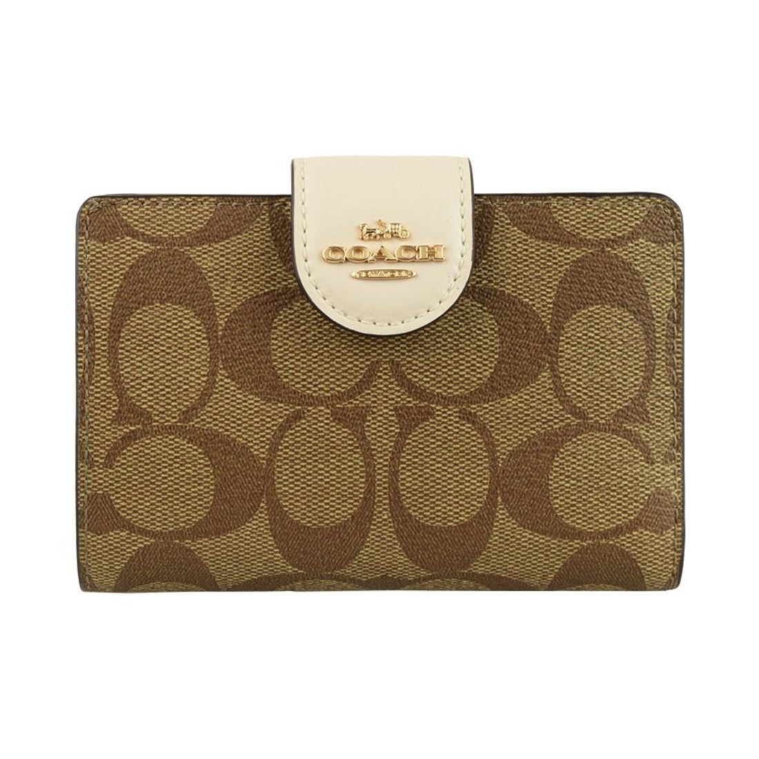 コーチ COACH 折財布 二つ折り シグネチャー （カーキ×チョーク