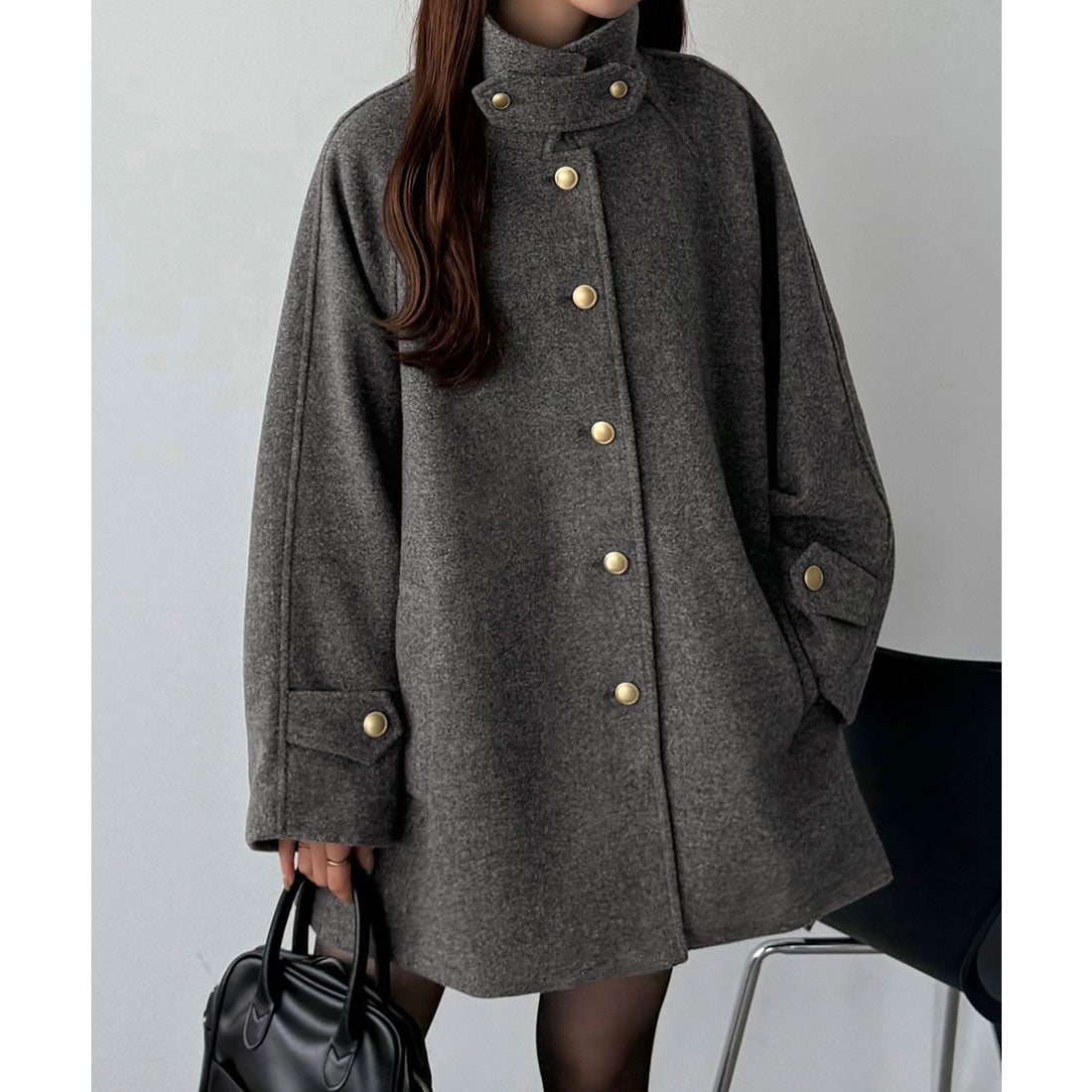 カラウティア callautia callautia ゴールドボタンミドルコート