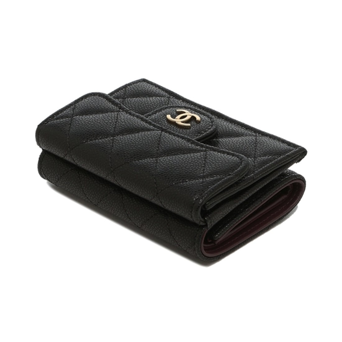 シャネル CHANEL 三つ折り財布 マトラッセ ゴールド金具 ミニ財布