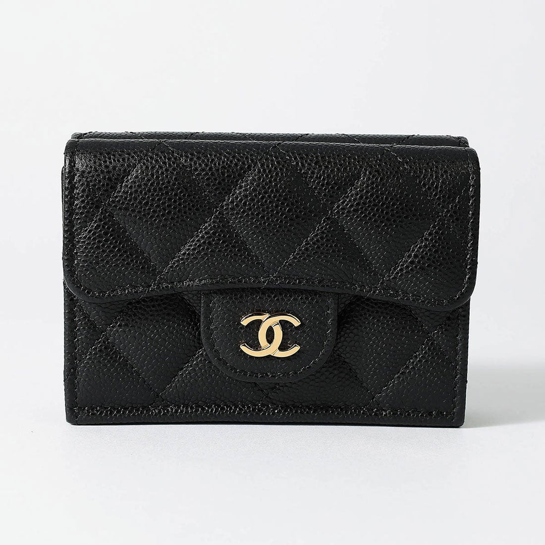 シャネル CHANEL 3つ折り財布 キャビアスキン スモールウォレット