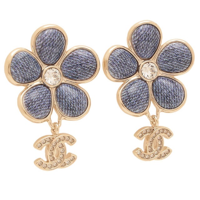 シャネル CHANEL ピアス デニム フラワーモチーフ 花 CCマーク ココ
