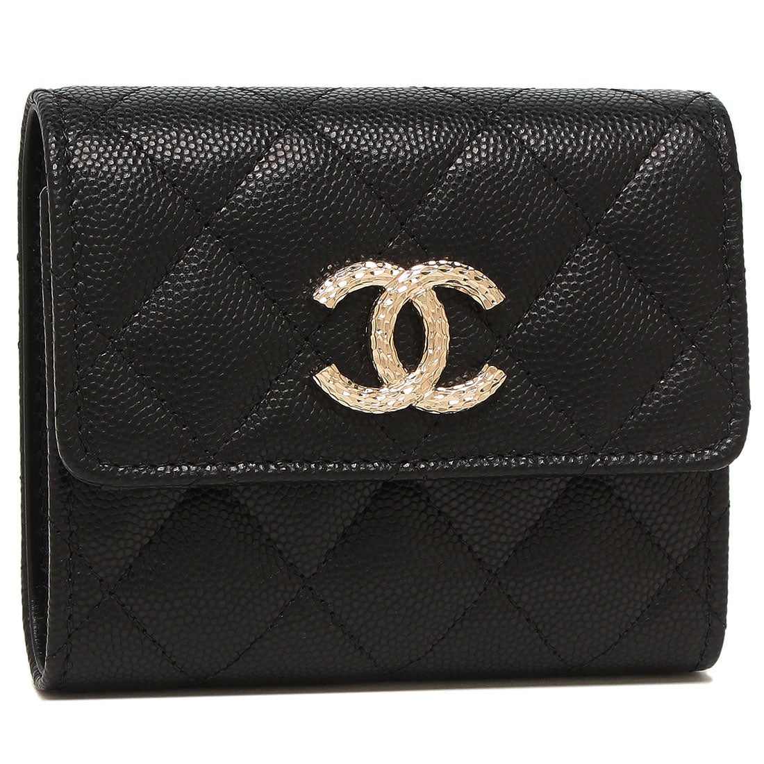 CHANEL シャネル マトラッセ ラムスキン Wホック ココマーク 折り財布