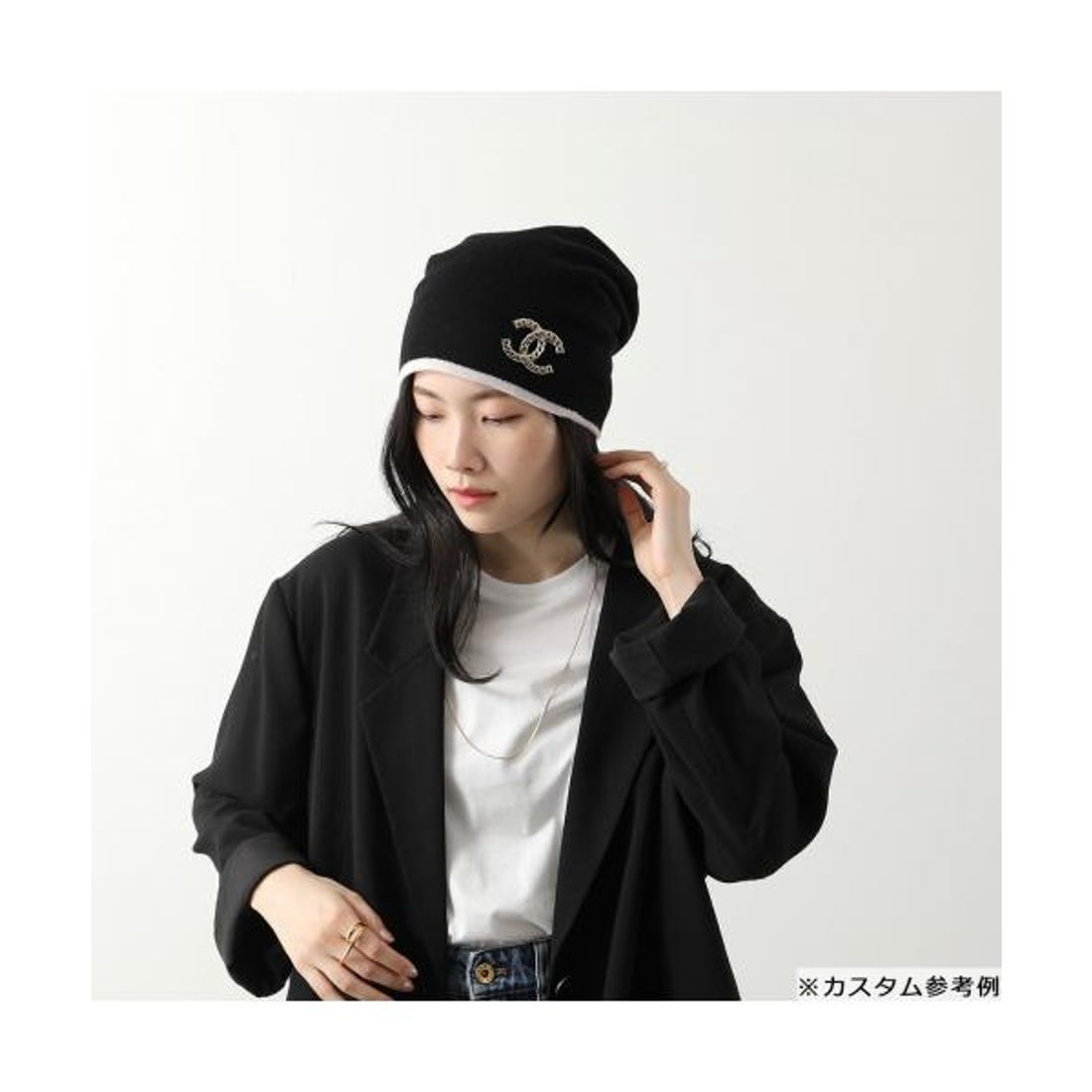 シャネル CHANEL CHANEL ニット帽 AAA204 B17041 カシミヤ ココマーク