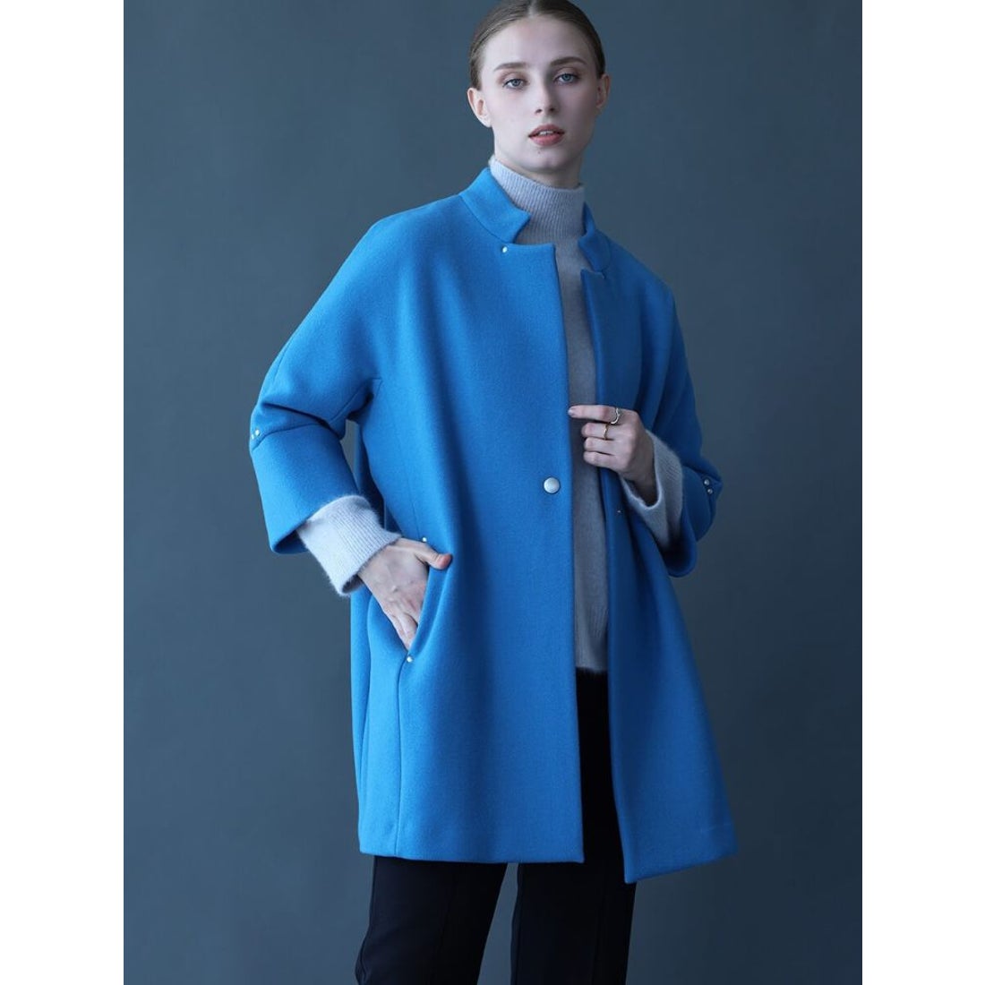 アーガ Aga ダブルメルトンコクーンコート （スカイブルー