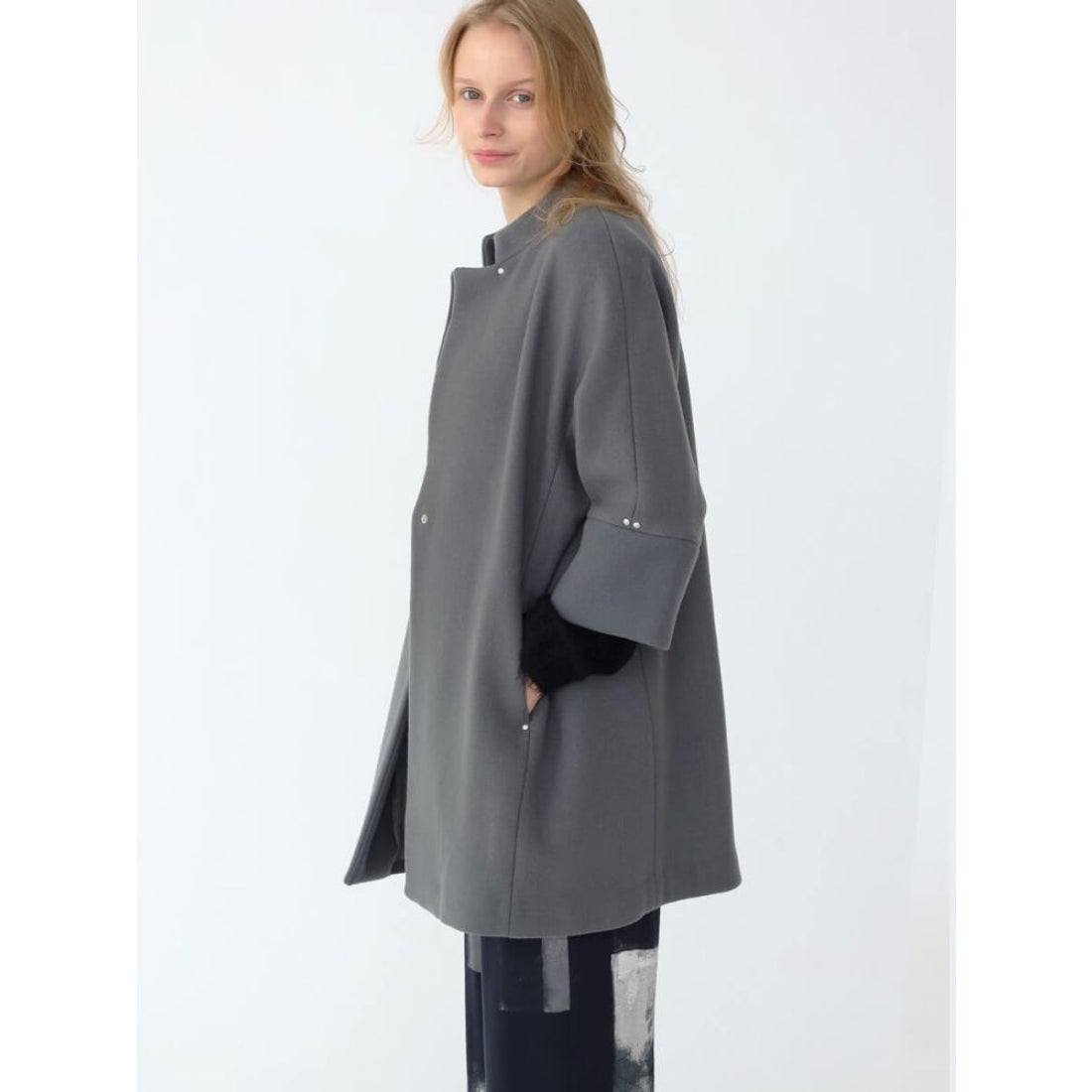 アーガ Aga Double Meltonコクーンコート （ブルー） -ファッション