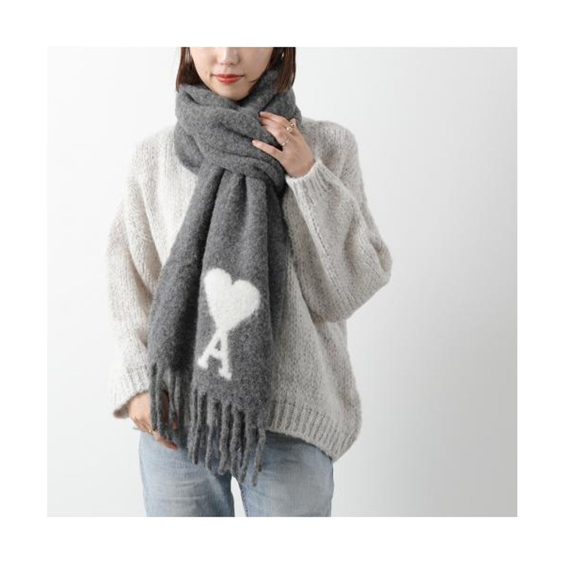 AMI PARIS マフラー グレー amiparis アミパリスグレー マフラー