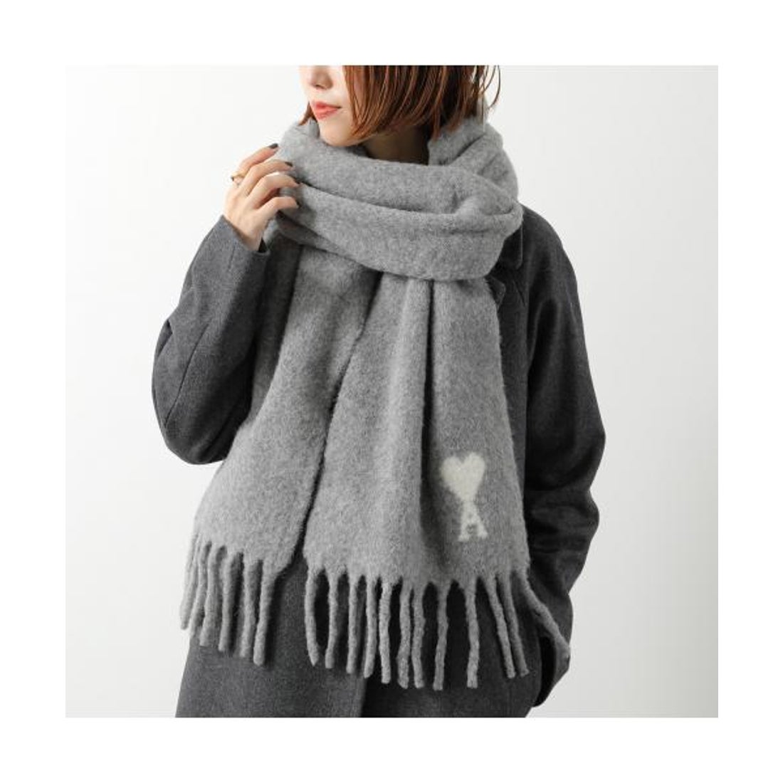 アミパリス ami paris ピンク ハート刺繍 マフラー ウィメンズ