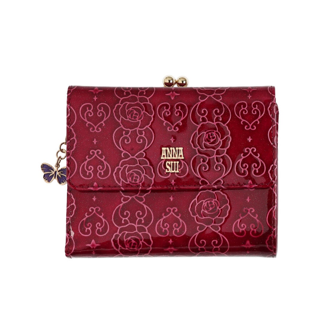 アナスイ ANNA SUI ローズハート 口金二つ折り財布 （ワイン） -人気