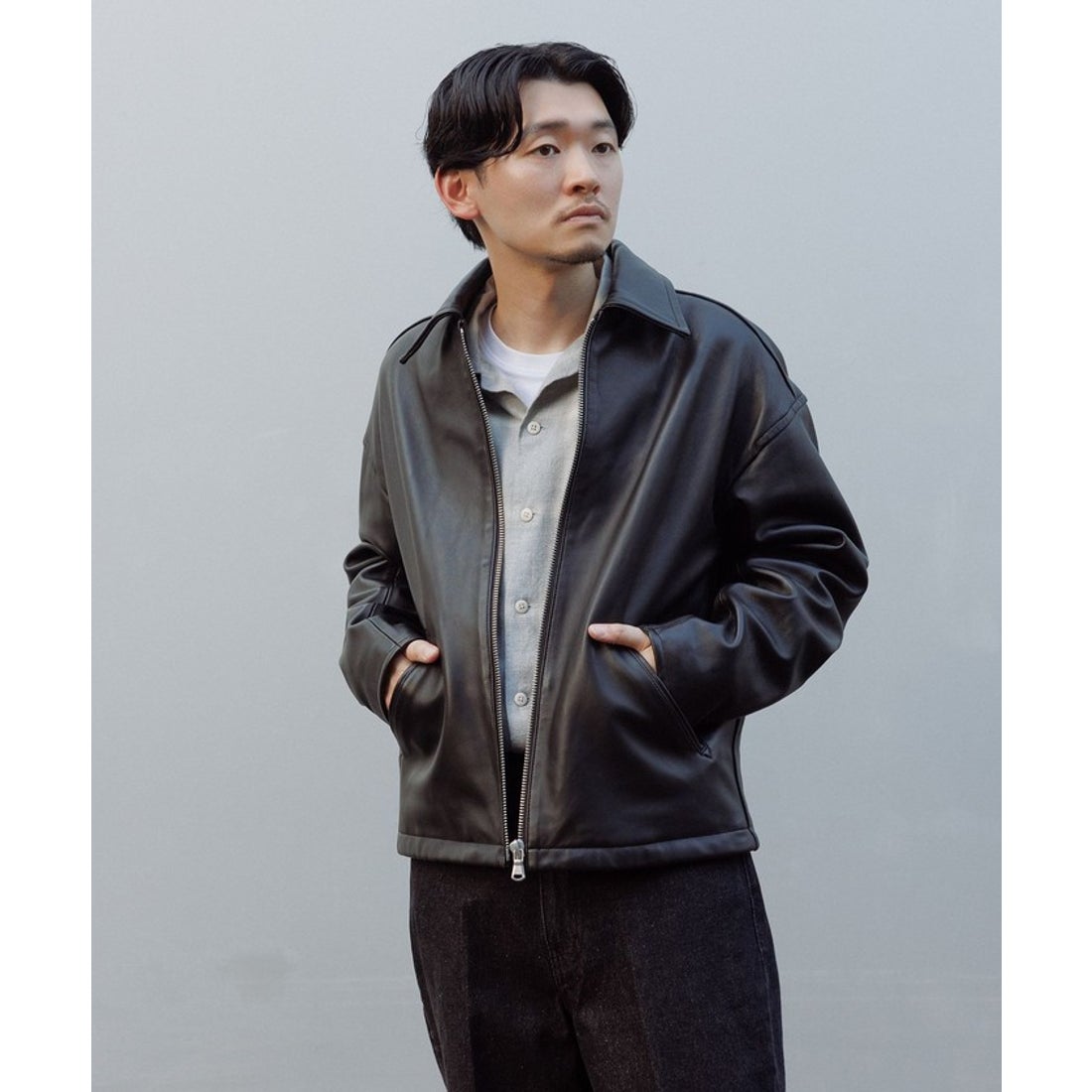 アダム エ ロペ ADAM ET ROPE' レザー ジップアップ ジャケット