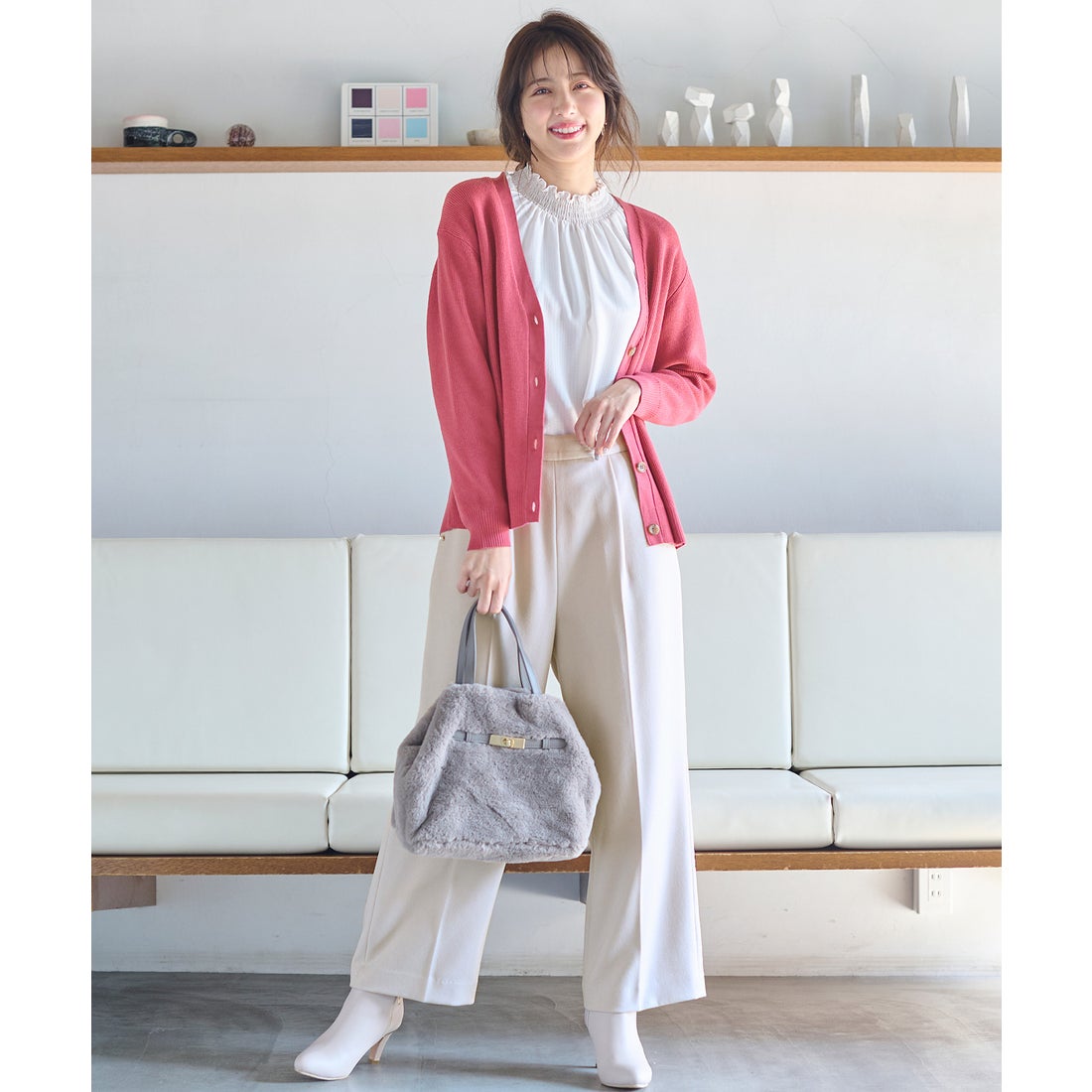 ANY SIS 【美人百花11月号掲載】パール調ポイントツイル パンツ