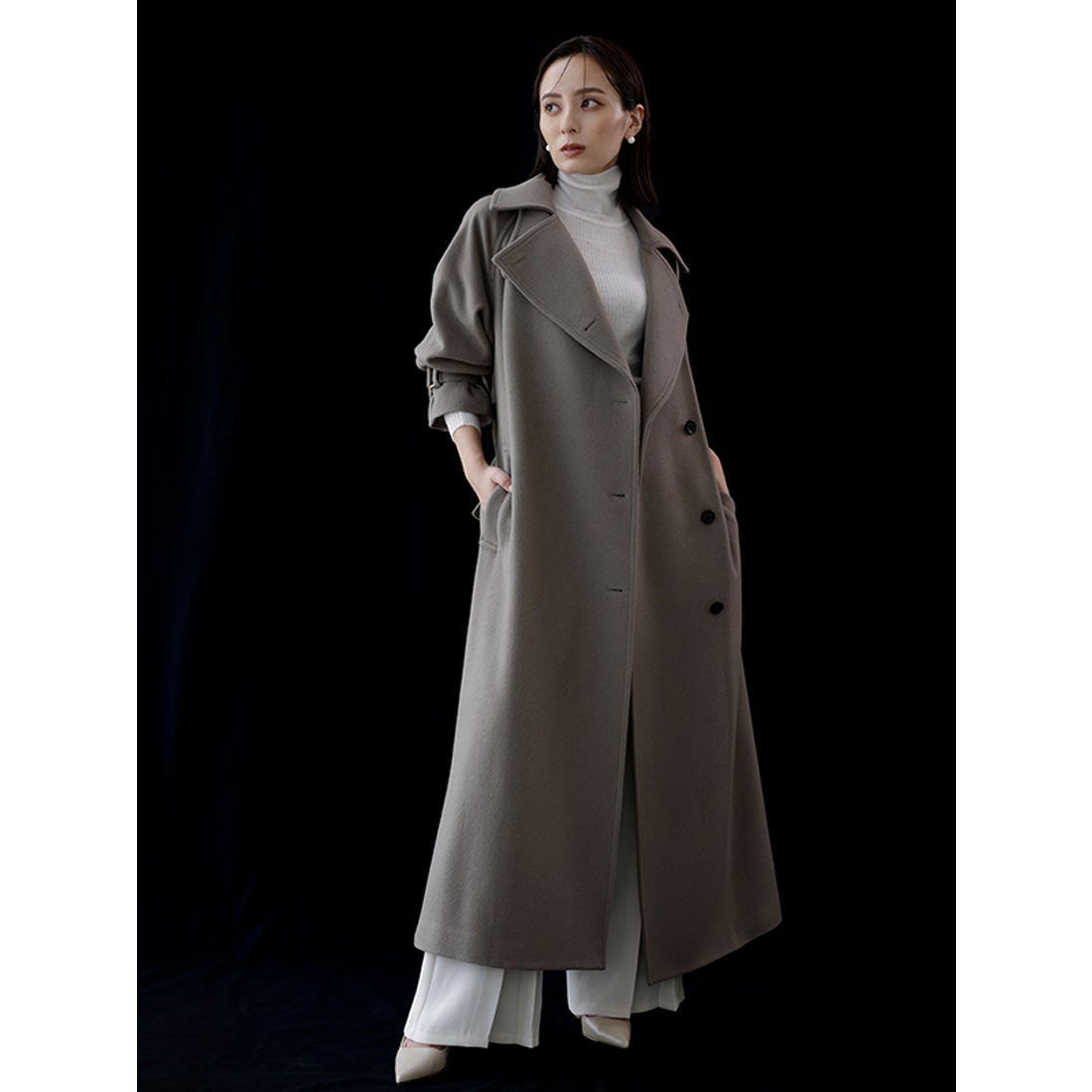 アニュアンス anuans ウールトレンチコート （KHAKI GREY） -靴