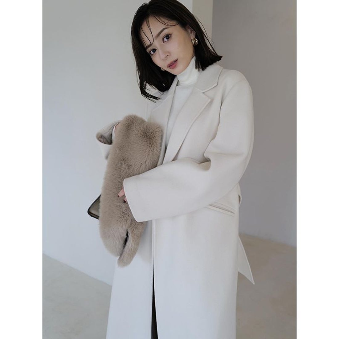 アニュアンス anuans リバーロングチェスターコート （KHAKIGREY