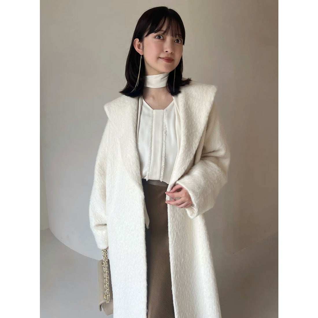 アニュアンス anuans アルパカウールショールカラーコート （GREY