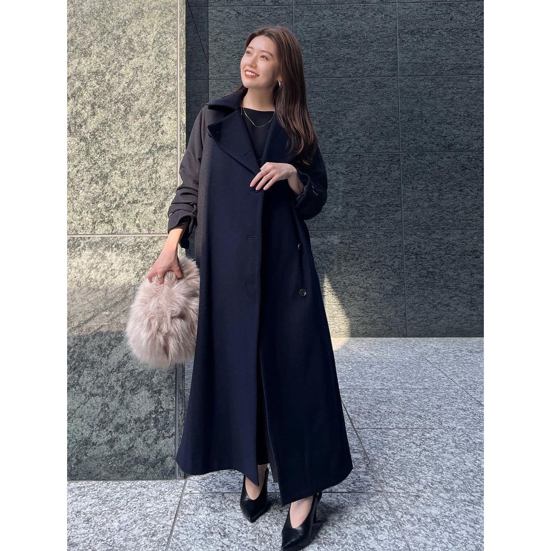 アニュアンス anuans ウールトレンチコート （NAVY） -ファッション