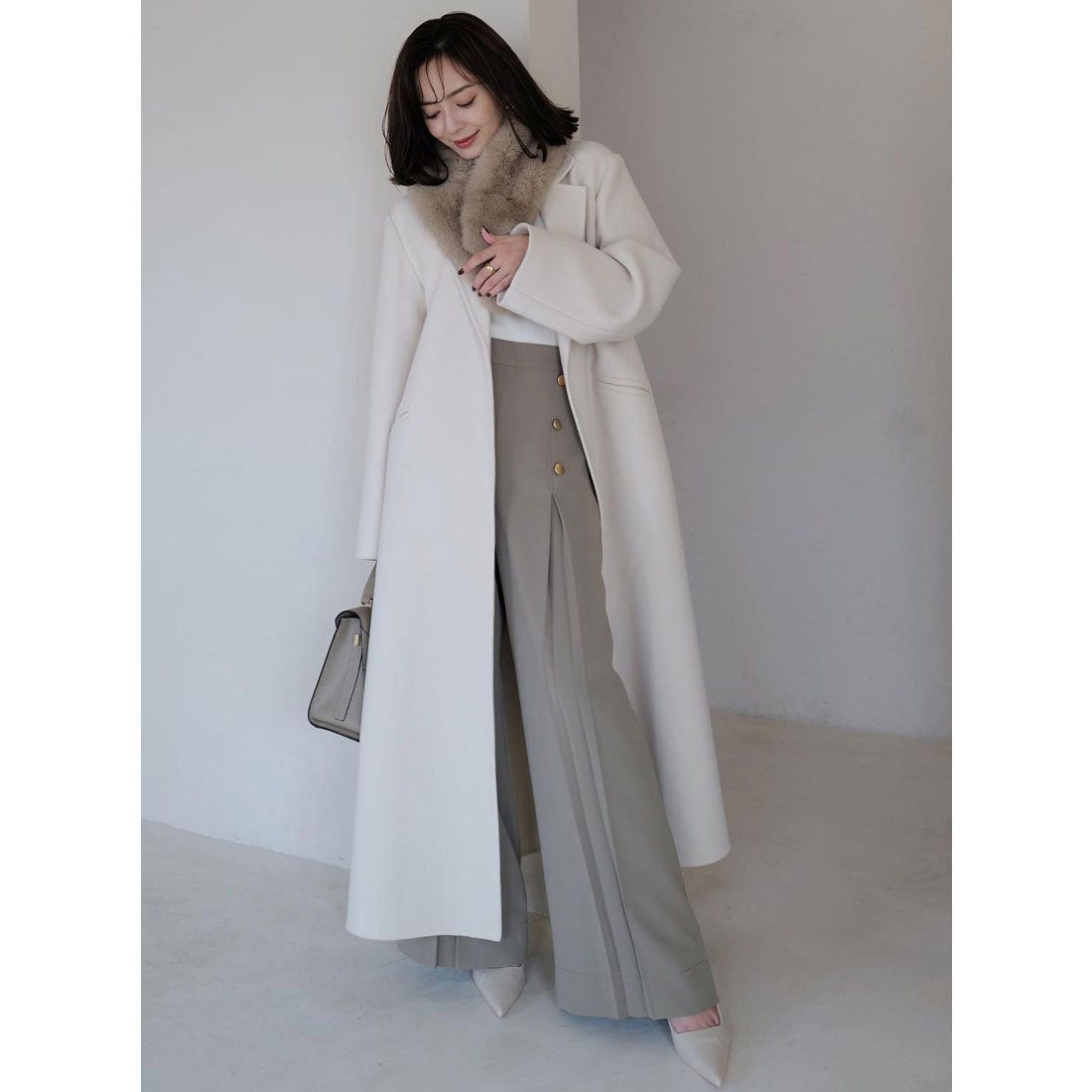 アニュアンス anuans リバーロングチェスターコート （CHARCOALGREY