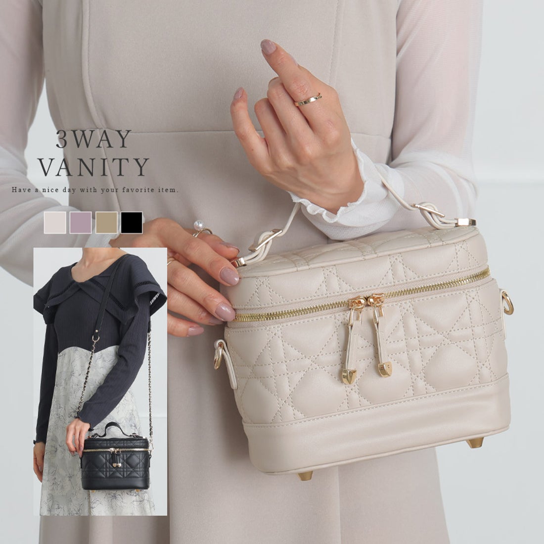 アルトローズ ALTROSE キルティング チェーン バニティ バッグ 3way