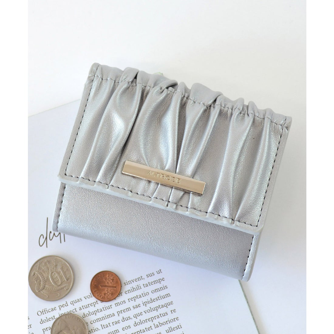 アルトローズ ALTROSE ギャザー ボックスコイン 三つ折り財布 ミニ財布