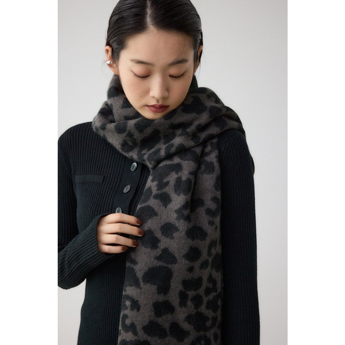 AZUL BY MOUSSY ビッグレオパードストール 柄GRY5 -ファッション通販