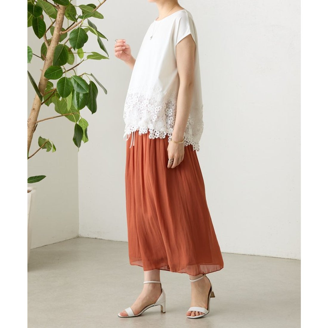 ビアズリー BEARDSLEY NEWシワシフォンギャザーパンツ （khaki