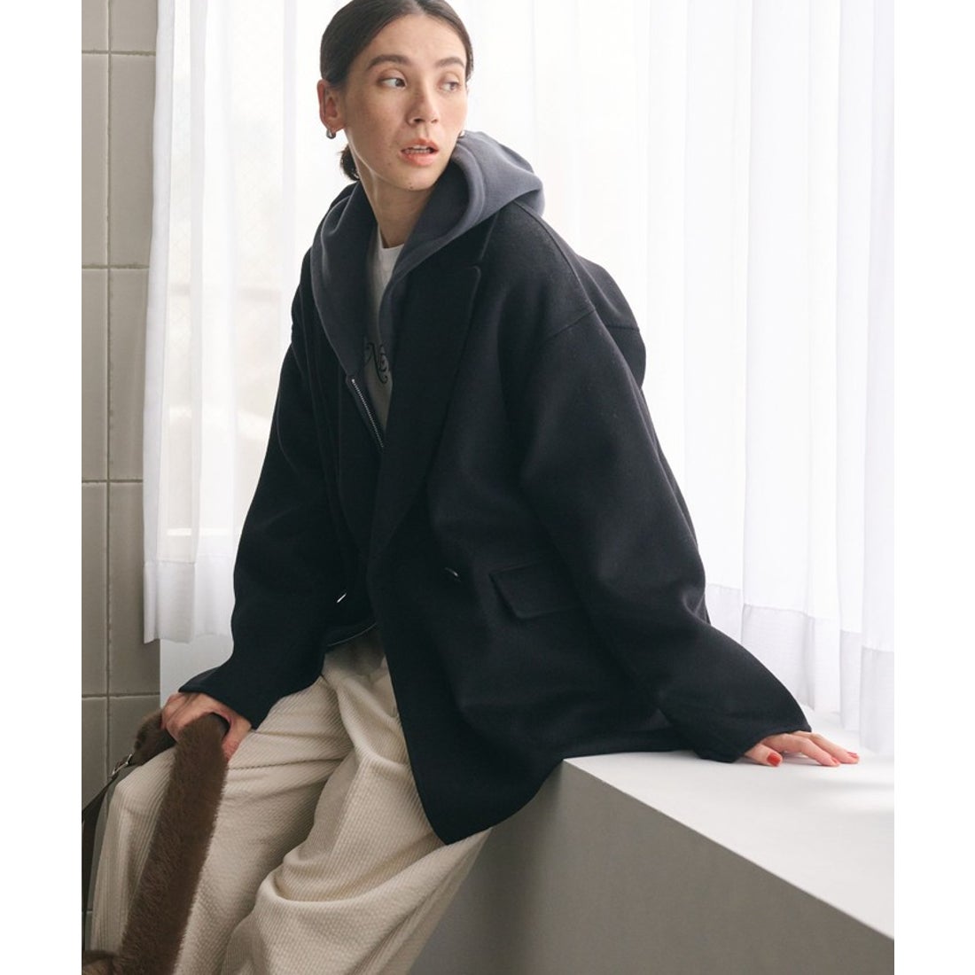 BEAUTY&YOUTH UNITED ARROWS リバー テーラード ミドルコート （BLACK