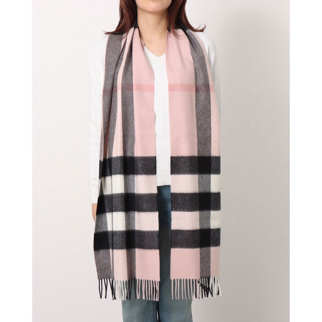 バーバリー BURBERRY ビッグチェックカシミヤ100％マフラー （ピンク