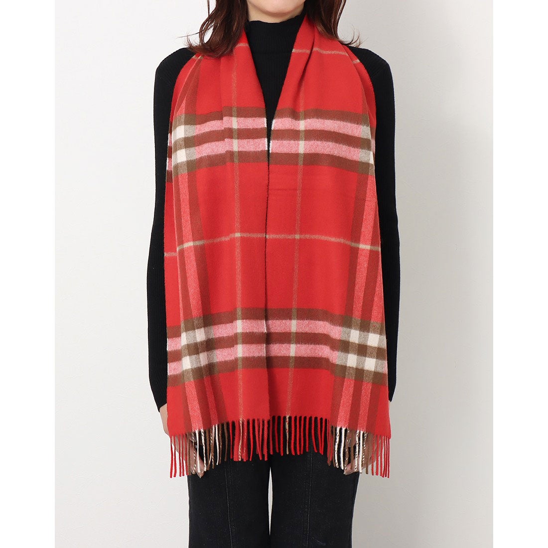 バーバリー BURBERRY カシミヤ クラシックマフラー （BRIGHT RED