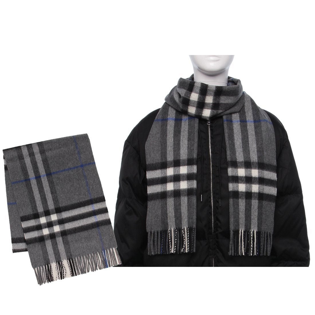 バーバリー BURBERRY マフラー フリンジ バーバリーチェック グレー
