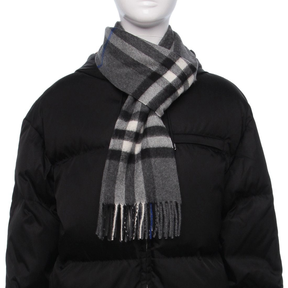 バーバリー BURBERRY マフラー フリンジ バーバリーチェック グレー