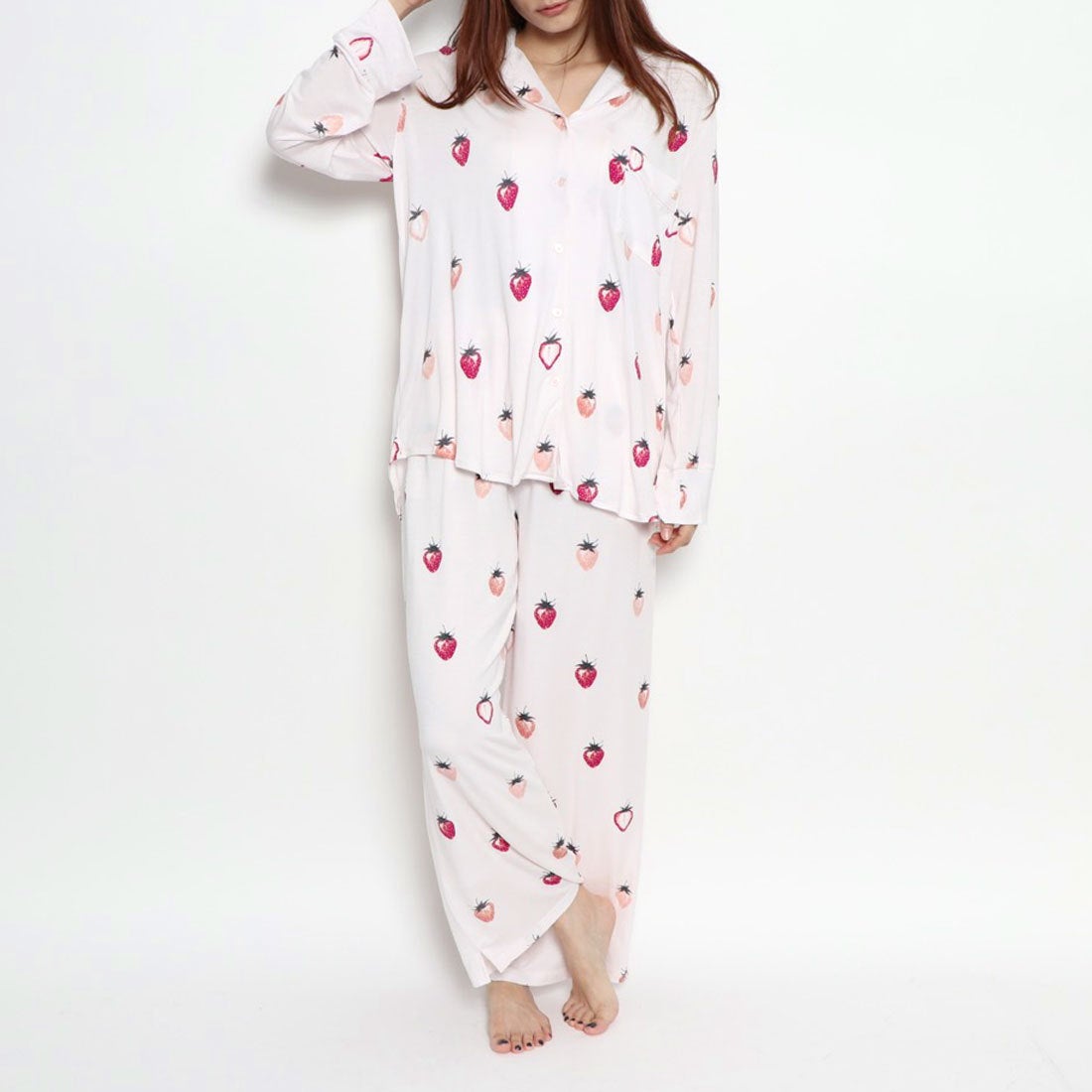 ジェラートピケ gelato pique いちご柄シャツ （ピンク