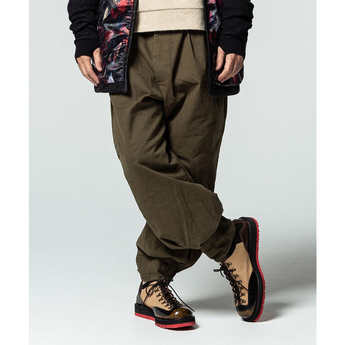 glamb Cropped Work Pants クロップドワークパンツカーキ