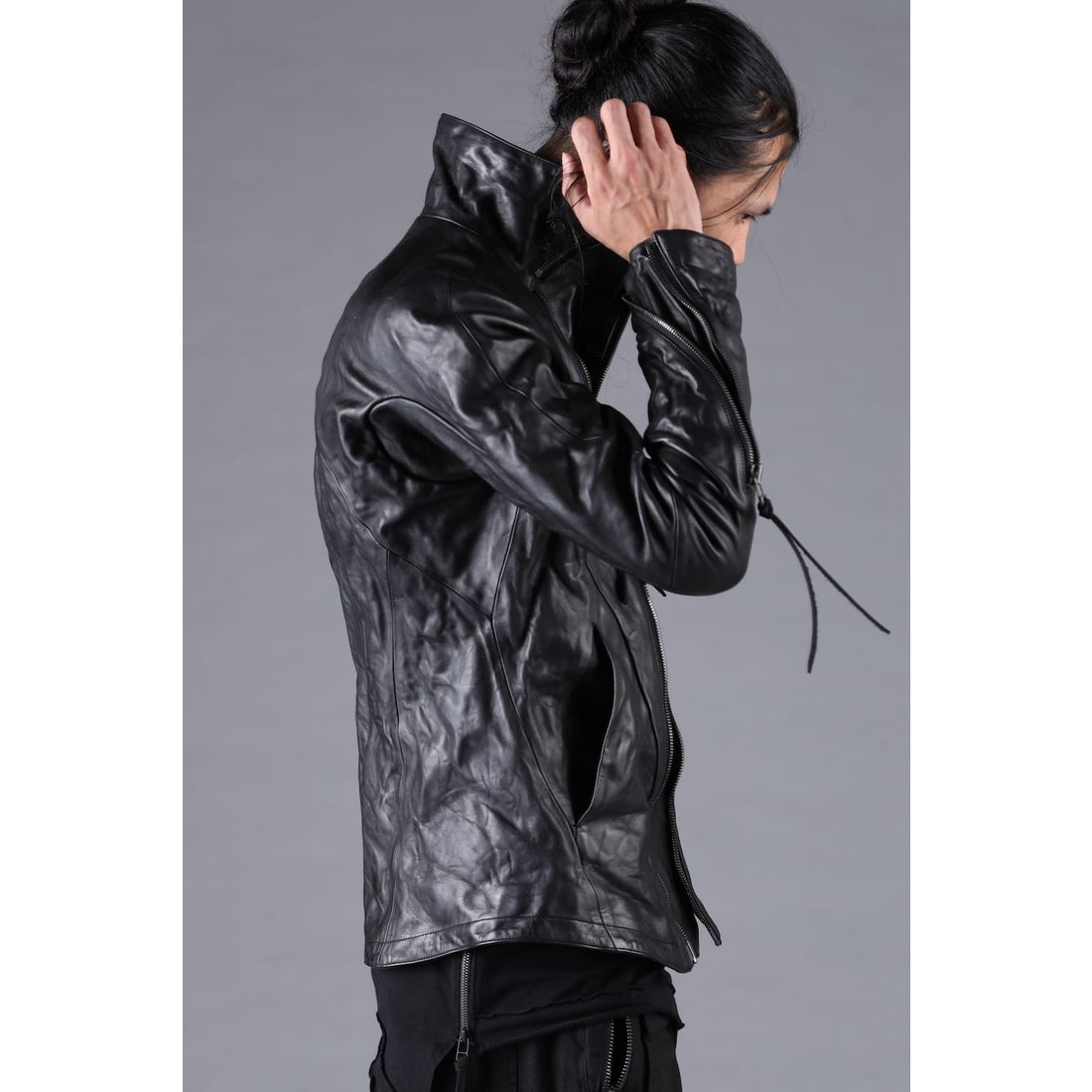 D.HYGEN Horse Leather High Neck Jacket - Osaka / Kyoto Ship