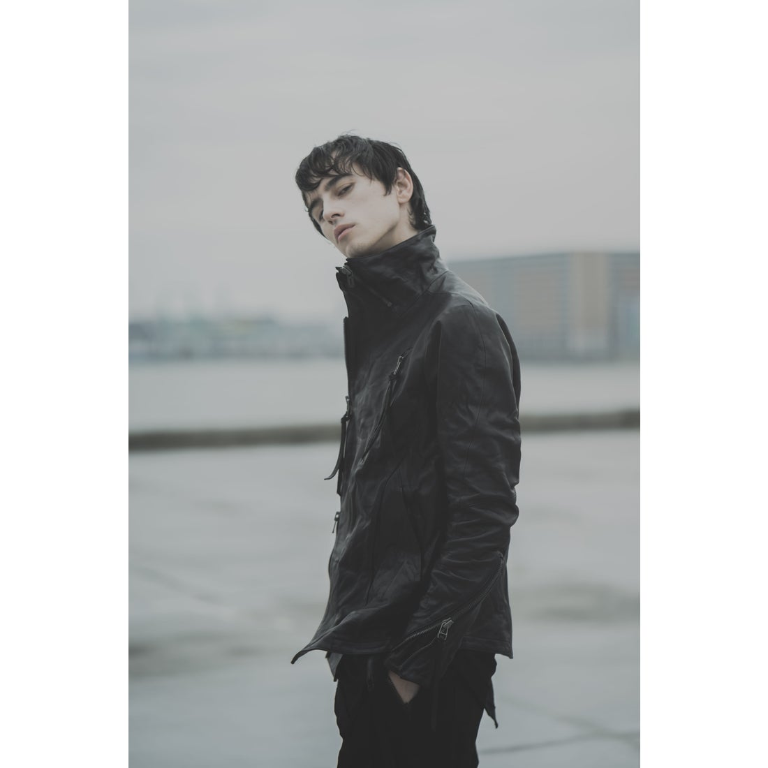 D.HYGEN Horse Leather High Neck Jacket - Osaka / Kyoto Ship