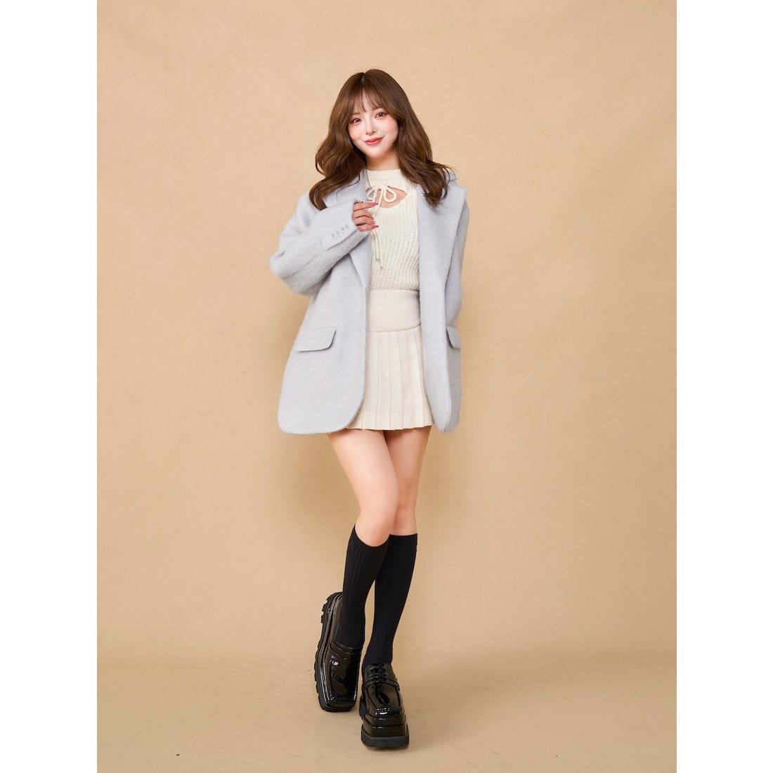 ダーリッチ Darich シャギーオーバージャケットコート （サックス