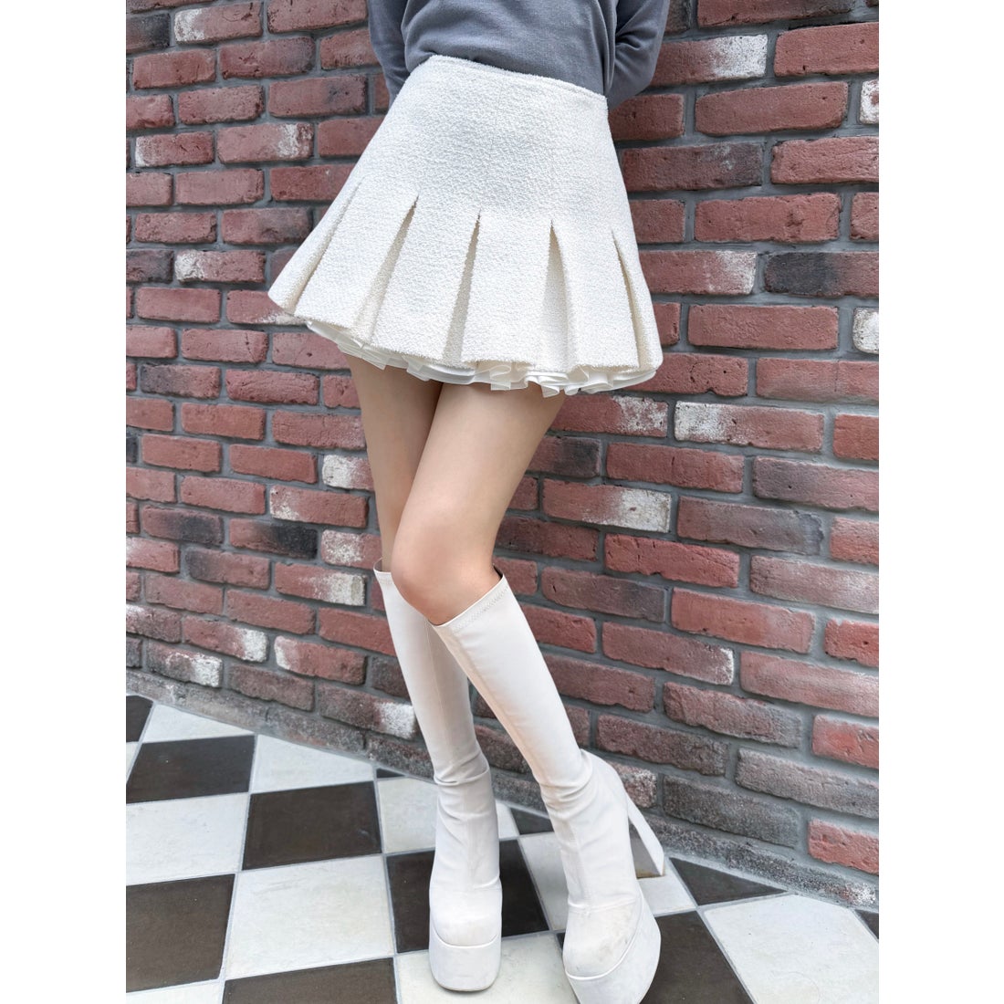 ダーリッチ Darich スパンコールツイードミニスカート （アイボリー