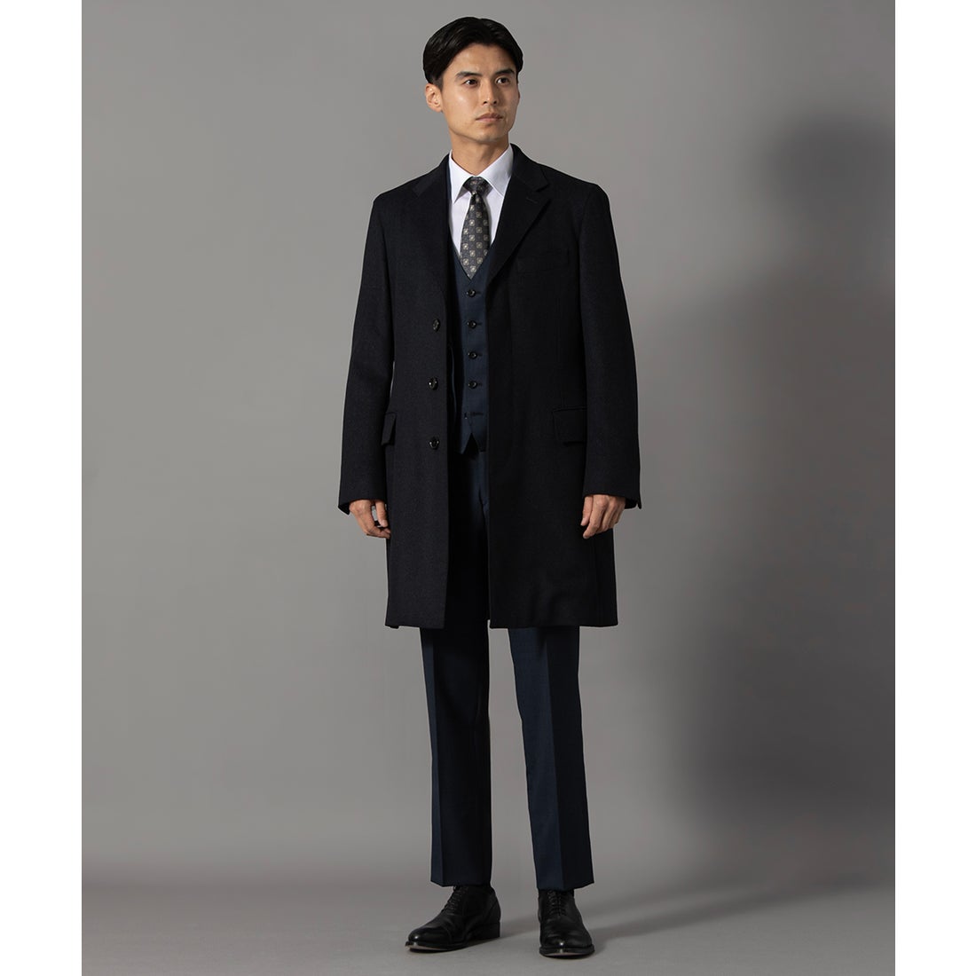 ウールアンゴラビーバーチェスターコート(ミドルレングス) （ネイビー