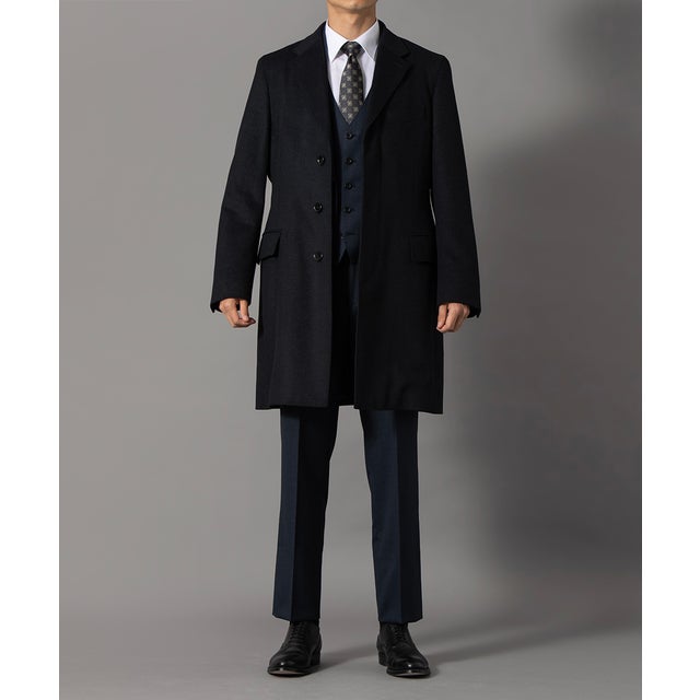 ウールアンゴラビーバーチェスターコート(ミドルレングス) （ネイビー