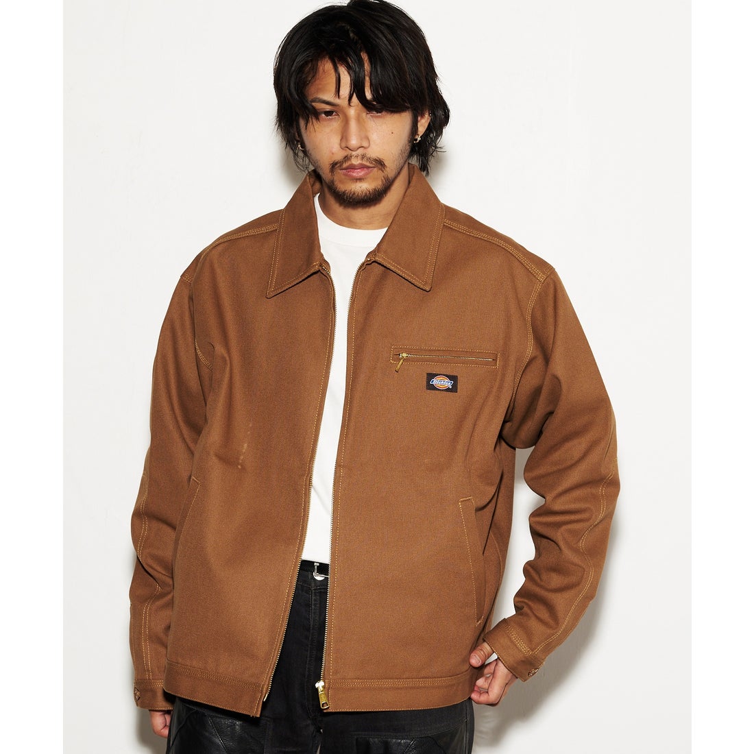 ディッキーズ アクティブジャケット 裏地フリース 刺繍 ブラウン 2XL