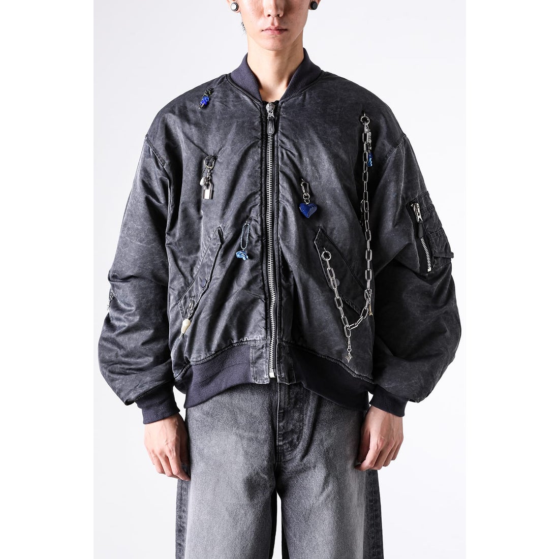 doublet Key Chain Decorated Bomber Jacket （Grey） - Osaka / Kyoto