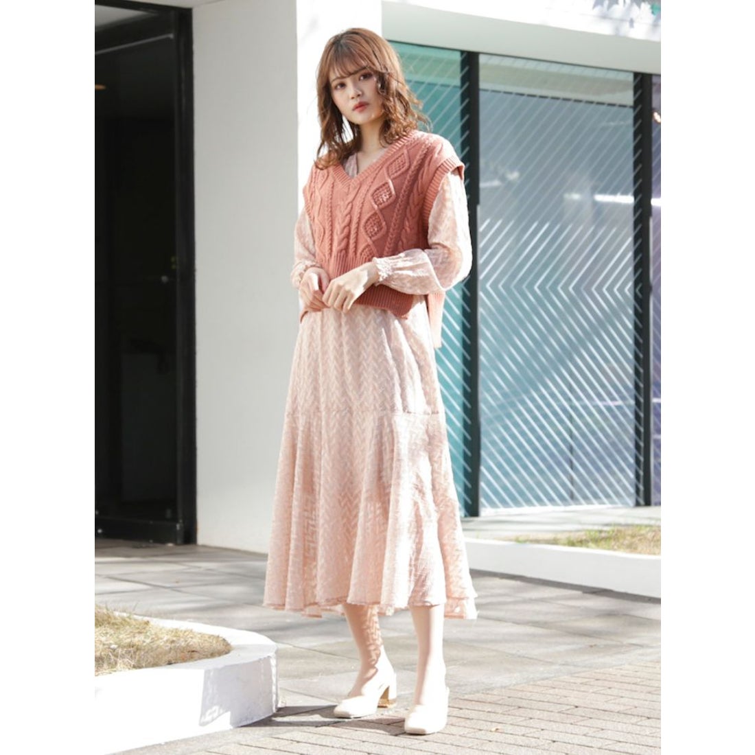 dazzlin LITTLE LILYマキシワンピース（ピンク） -靴＆ファッション