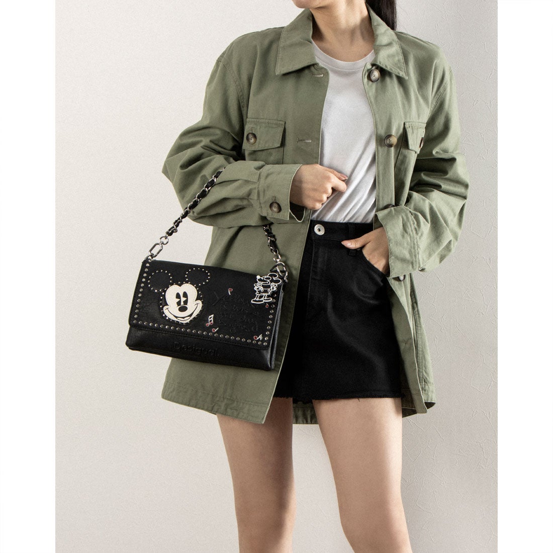 デシグアル Desigual ミッキーマウス スタッズ ミドルクロスボディ
