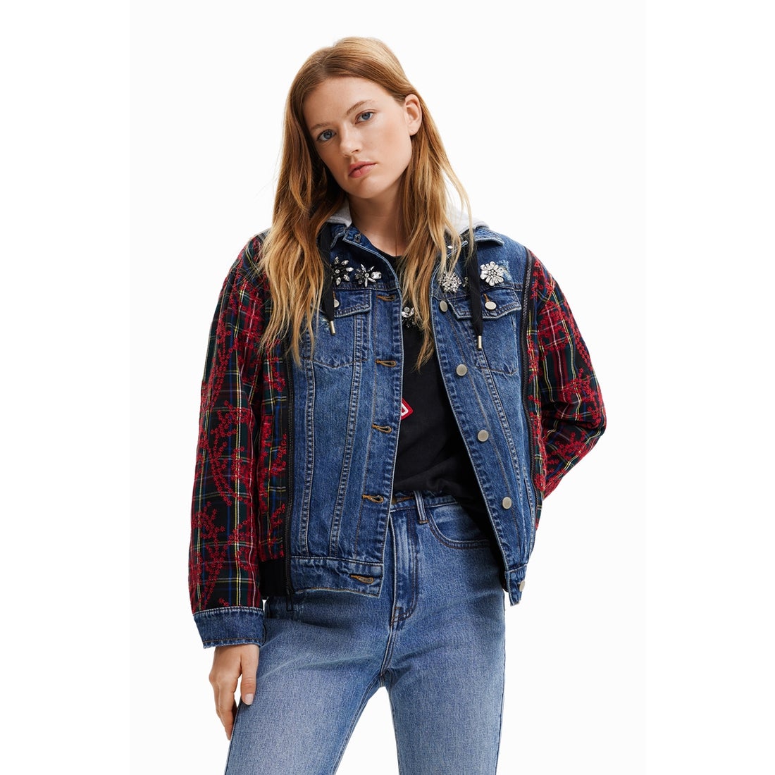 定価28万希少・新品・タグ付 袖レザーハイブリッド デニムジャケット