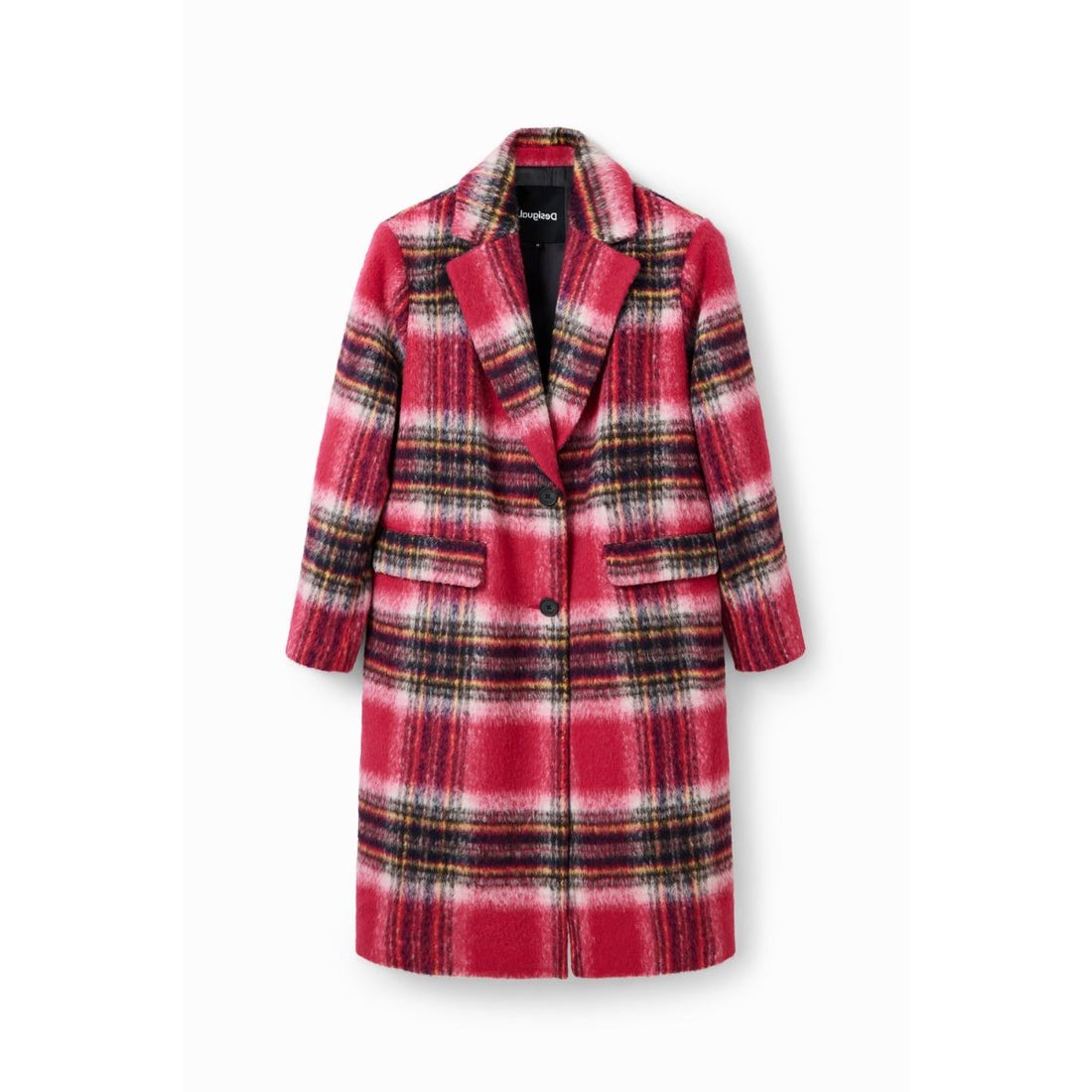 デシグアル Desigual ウール チェックコート （ピンク） -アウトレット