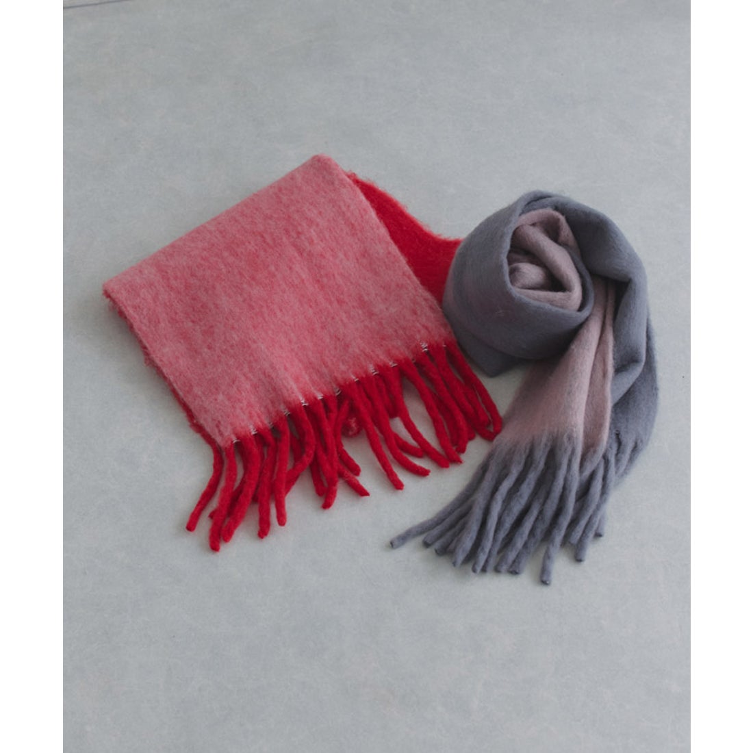 René グレー/ピンク ミンクマフラー René グレー/ピンク ミンク