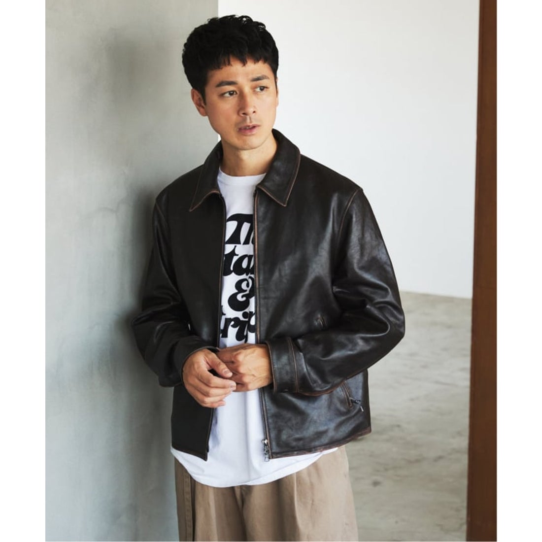 エディフィス EDIFICE ラムレザー フレンチアンティーク ライダース