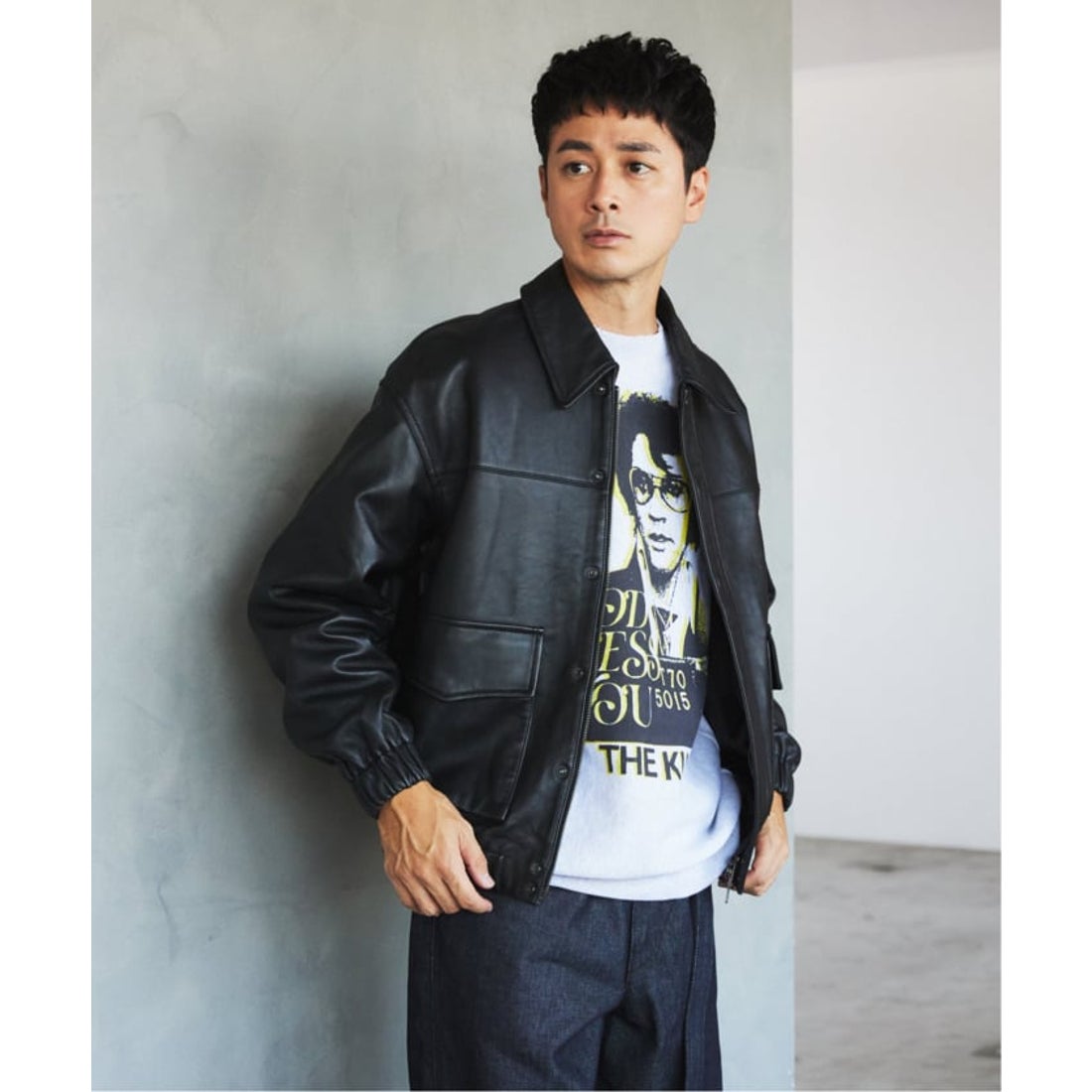 エディフィス EDIFICE A2 レザーショートブルゾン （ブラック