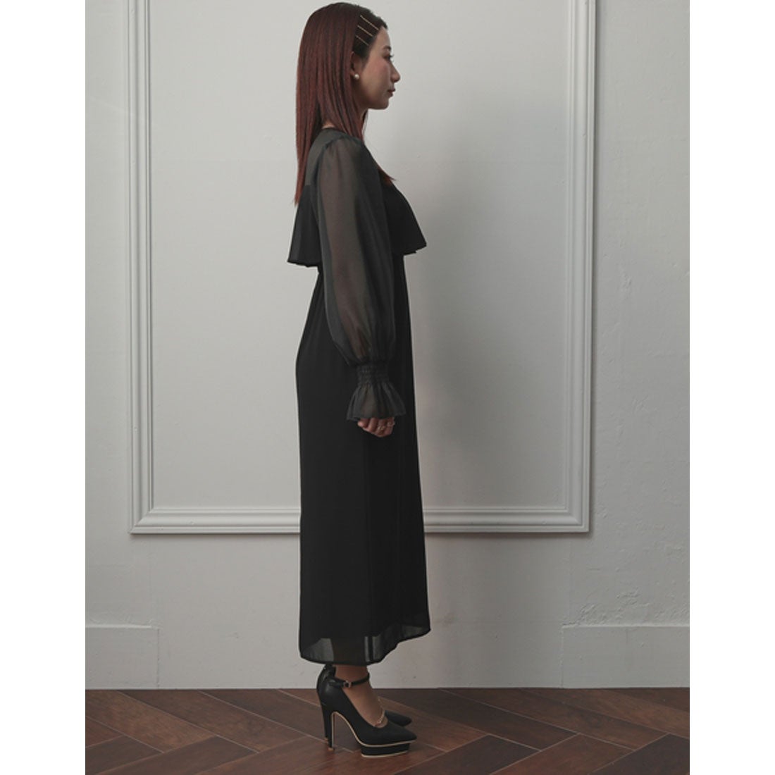 エピック デイ epic day ボリュームスリーブシフォンロングドレス