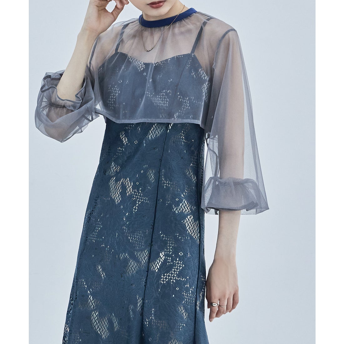 エトル etoll. 3wayシフォンボレロ&レースキャミドレス （アビス） -靴