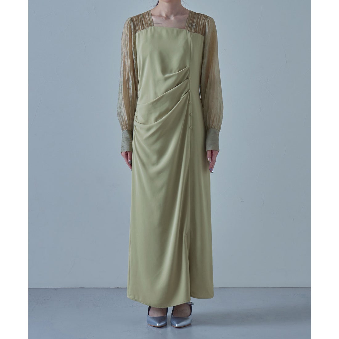 エトル etoll. ドレープデザインIラインドレス （ブラック×ベージュ