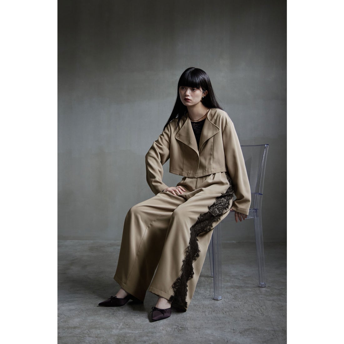 エトル etoll. セットアップパンツドレス アシメデザインジャケット