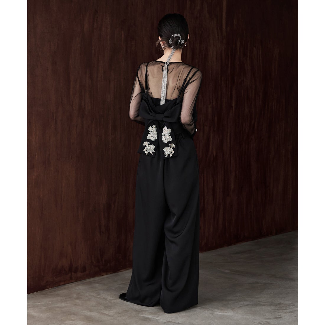 エトル etoll. 3piece刺繍リボンビスチェ＆タックワイドパンツ